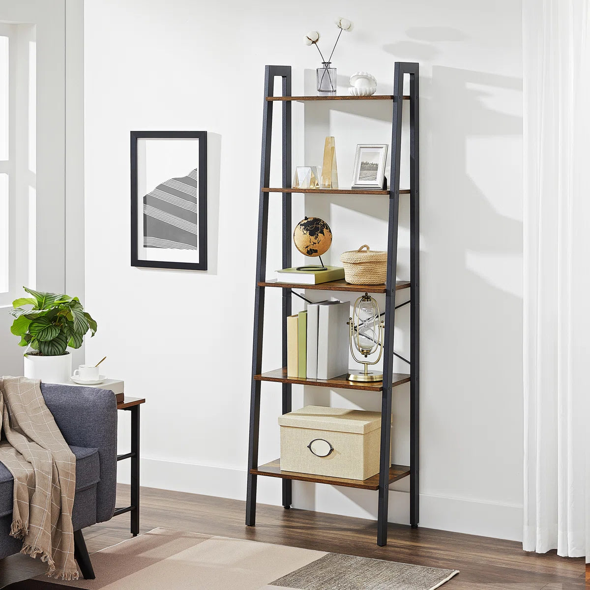Wilston Forge 67.9"H x 22"W Metal Ladder Bookcase