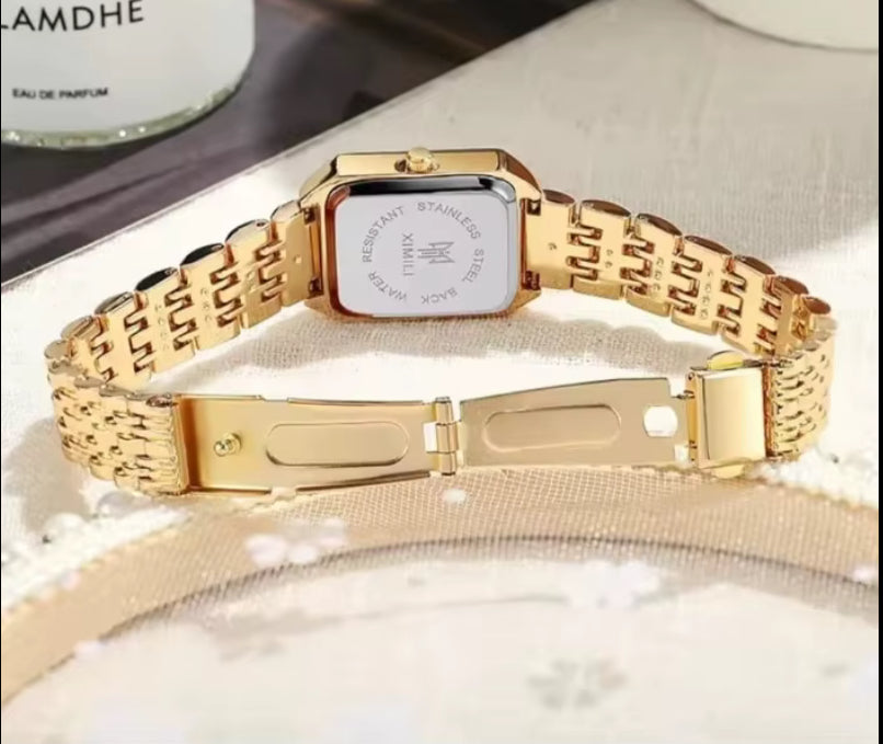 Vintage Square Face Gold Finish Watch