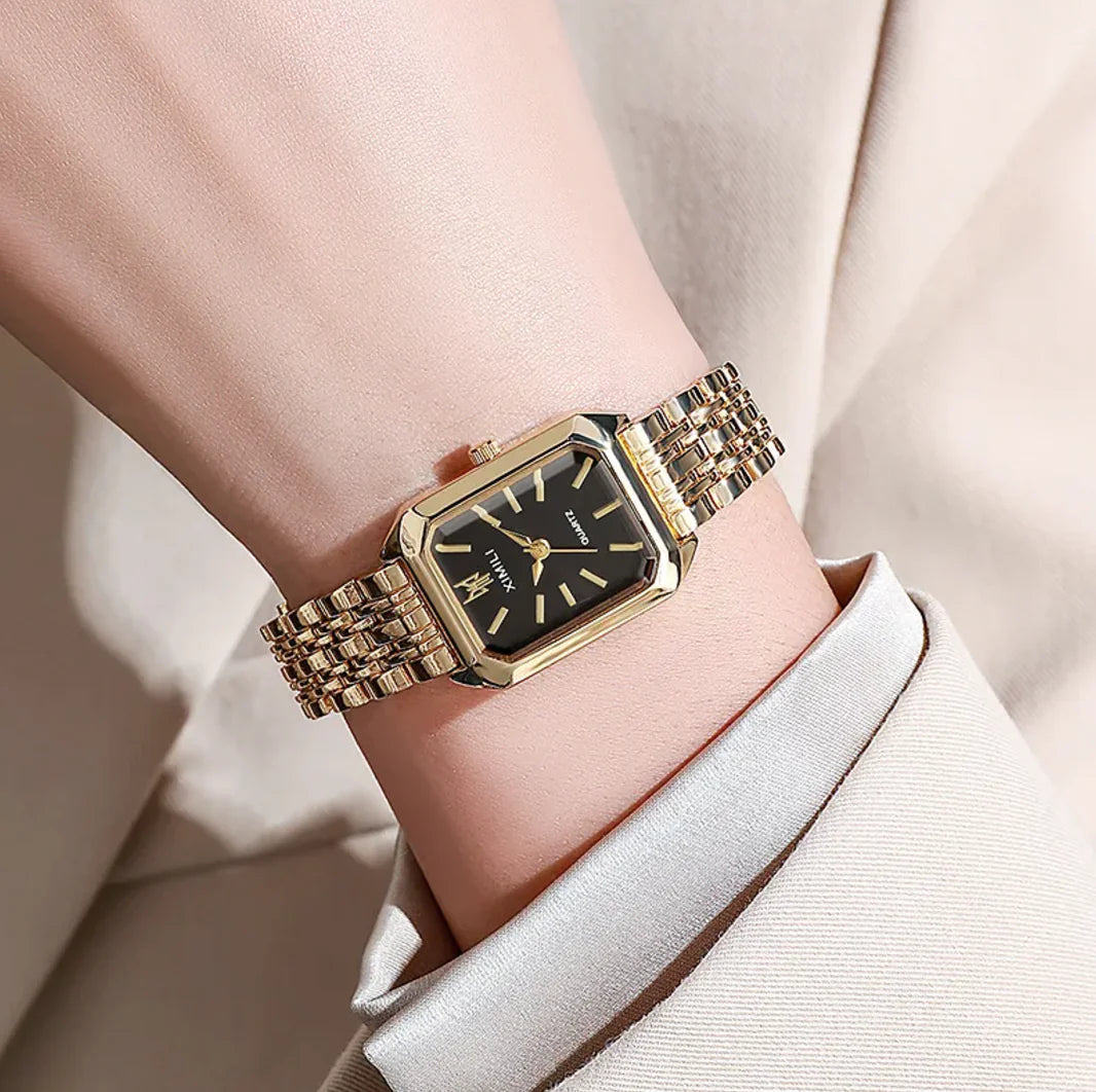 Vintage Square Face Gold Finish Watch