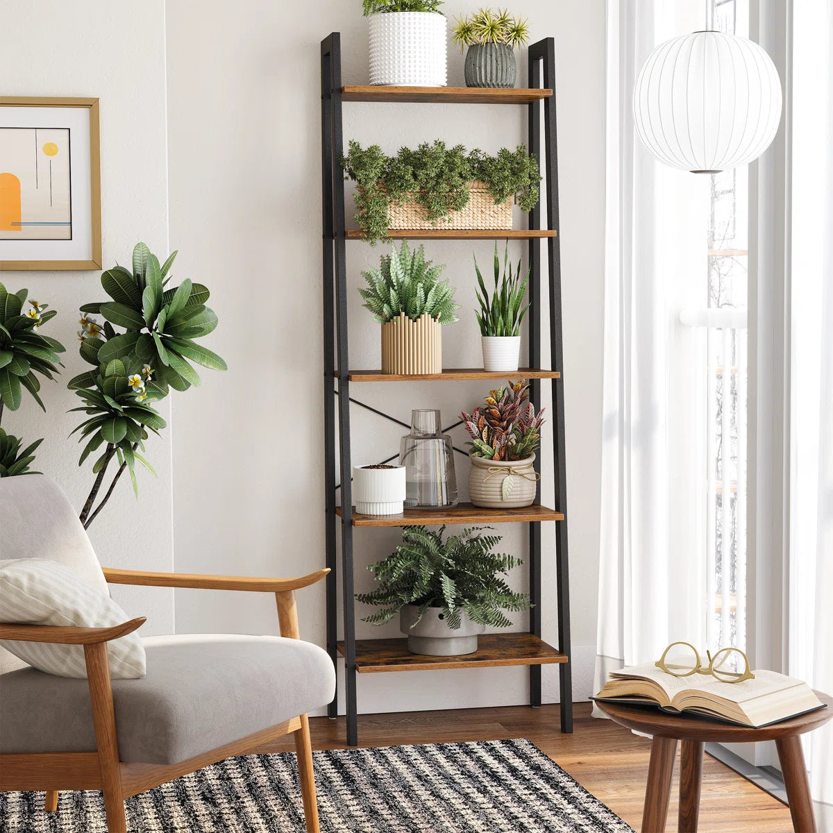 Wilston Forge 67.9"H x 22"W Metal Ladder Bookcase