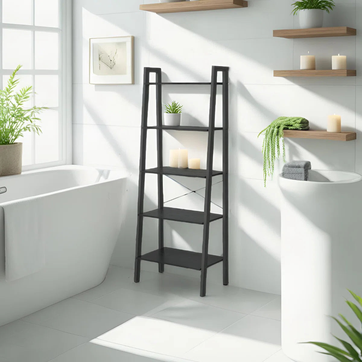 Wilston Forge 67.9"H x 22"W Metal Ladder Bookcase