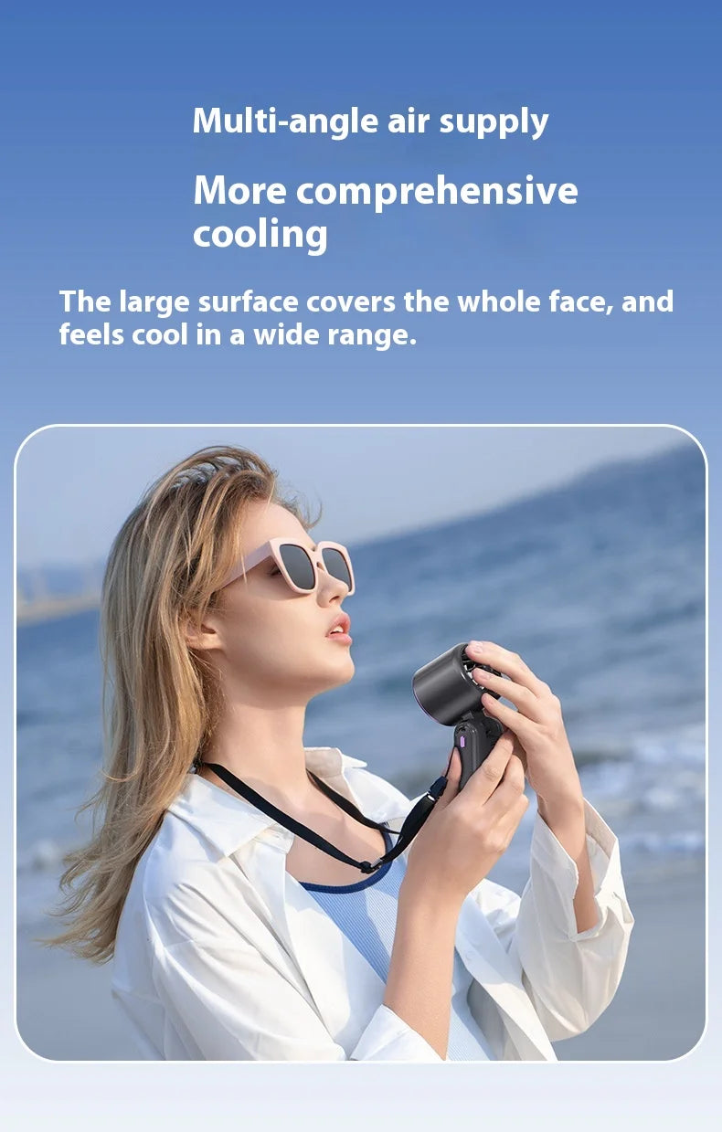 Portable Cooling Handheld Fan 100-Speed Turbo Wind Semiconductor Cooler 4000mAh LED Display USB Rechargeable
