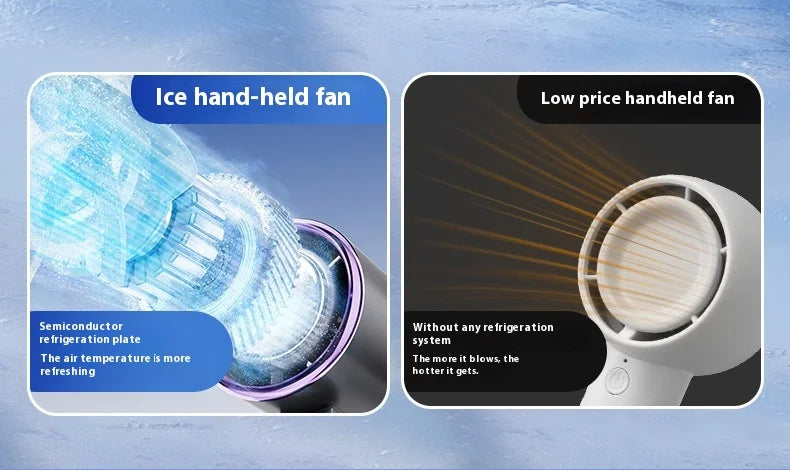 Portable Cooling Handheld Fan 100-Speed Turbo Wind Semiconductor Cooler 4000mAh LED Display USB Rechargeable