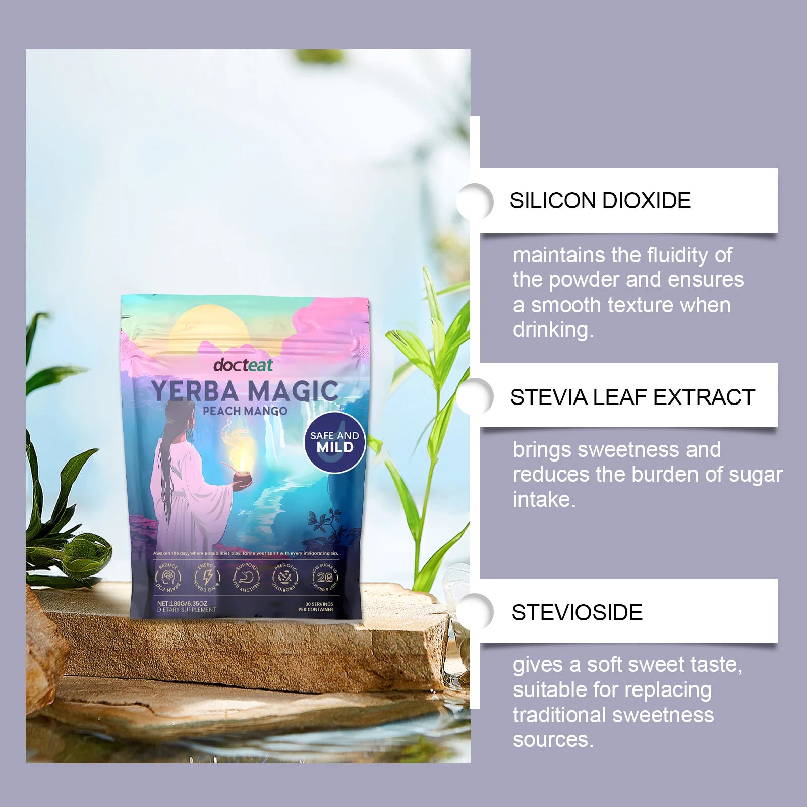 DOCTEAT 180g Yerba Mate Tea Mateina Refreshes Energy Concentration Promote Mental Activities Increase Fullness Yerba Mate Powder