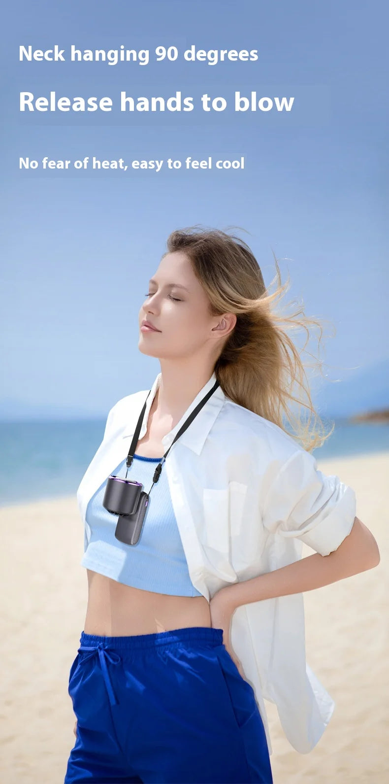 Portable Cooling Handheld Fan 100-Speed Turbo Wind Semiconductor Cooler 4000mAh LED Display USB Rechargeable