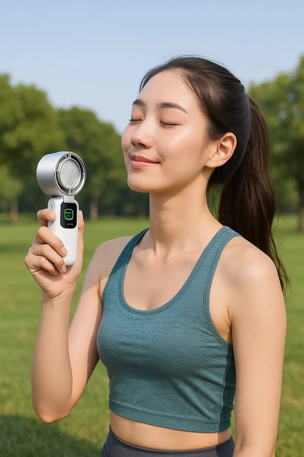 Portable Cooling Handheld Fan 100-Speed Turbo Wind Semiconductor Cooler 4000mAh LED Display USB Rechargeable