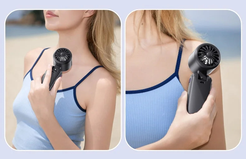 Portable Cooling Handheld Fan 100-Speed Turbo Wind Semiconductor Cooler 4000mAh LED Display USB Rechargeable