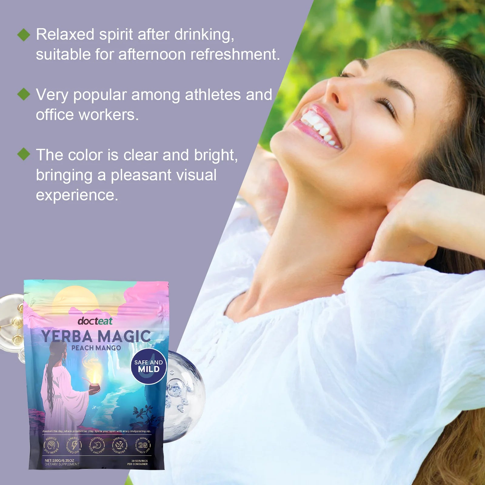 DOCTEAT 180g Yerba Mate Tea Mateina Refreshes Energy Concentration Promote Mental Activities Increase Fullness Yerba Mate Powder