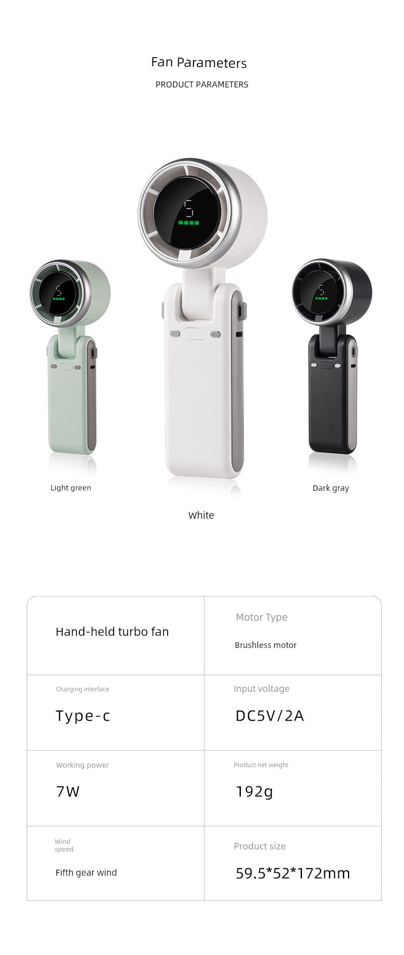 High-Speed Handheld Turbo Fan USB Rechargeable