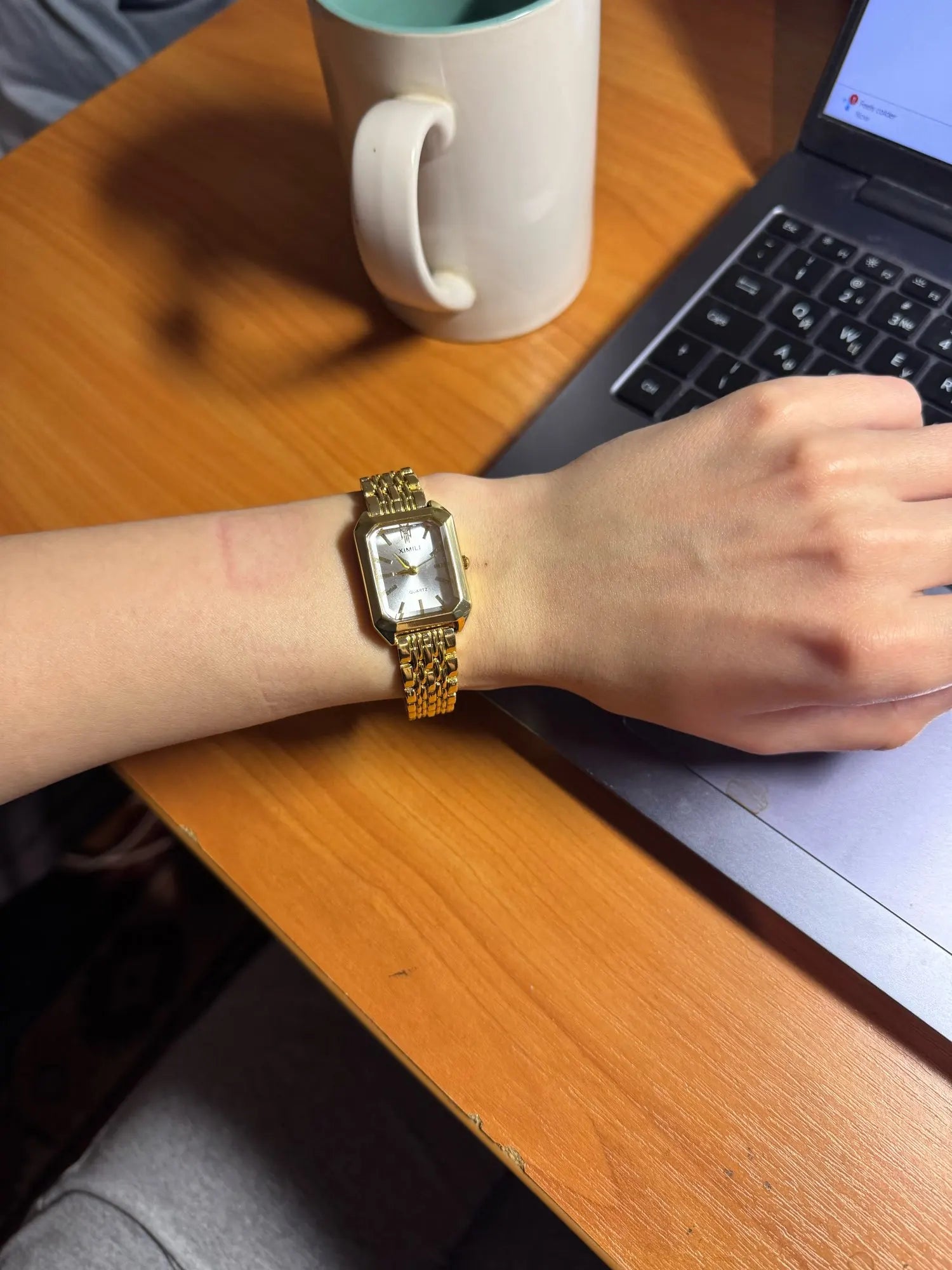 Vintage Square Face Gold Finish Watch
