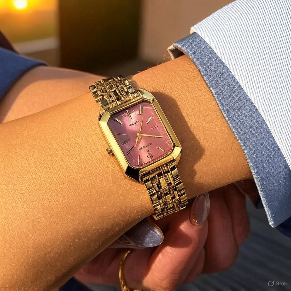 Vintage Square Face Gold Finish Watch